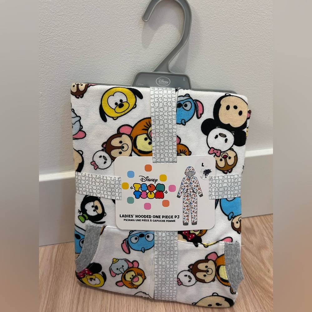 BNWT Disney Tsum Tsum hooded one piece PJ Large